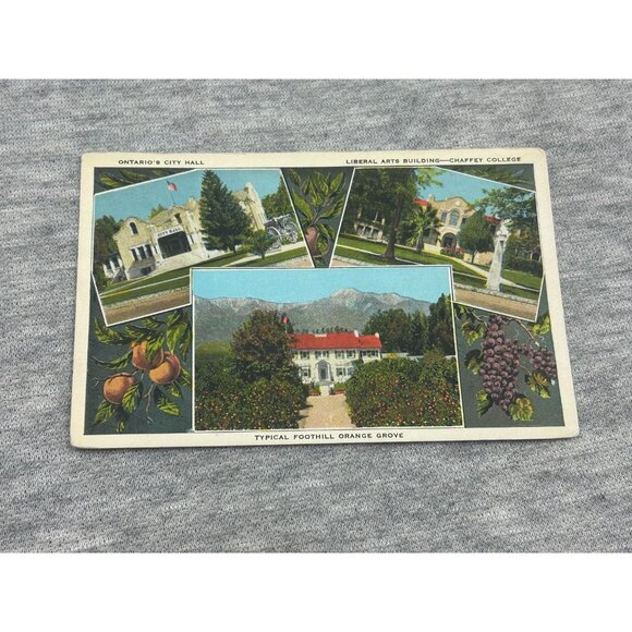 Multiview Postcard Ontario CA Chaffey College City Hall Foothill Orange Grove - Picture 1 of 7